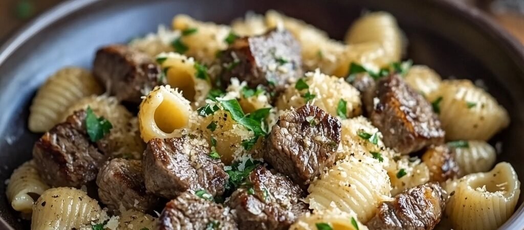 Garlic Butter Steak Bites With Creamy Parmesan Shells