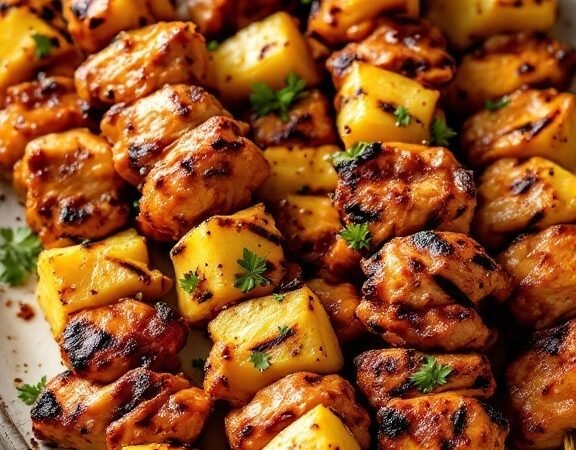 BBQ Chicken and Pineapple Skewers