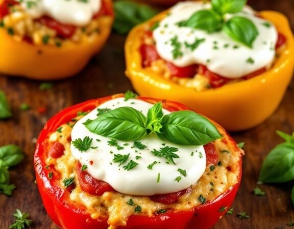 Caprese Chicken-Stuffed Peppers